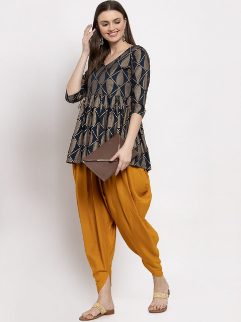 Women Mustard Yellow Yellow Solid Dhoti Salwar - Image 4