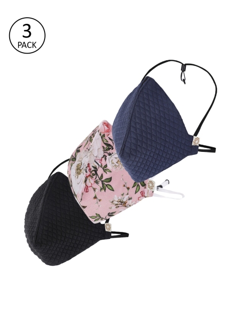 VASTRAMAY Unisex Pack Of 3 2-Ply Reusable Cloth Half Face Masks