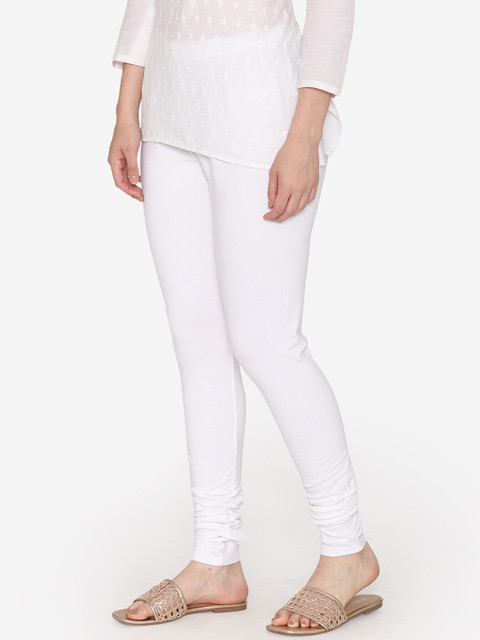 Vami Women White Solid Churidar-Length Leggings - Image 3