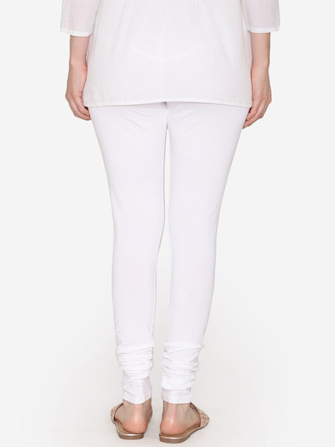 Vami Women White Solid Churidar-Length Leggings - Image 4