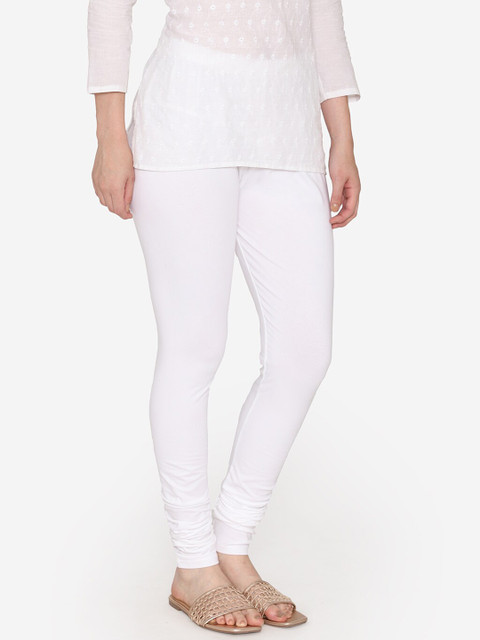 Vami Women White Solid Churidar-Length Leggings - Image 2