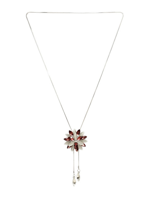 Shining Diva Fashion Silver-Plated Stone Studded Necklace - Image 3