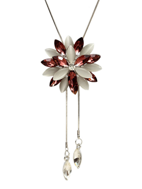 Shining Diva Fashion Silver-Plated Stone Studded Necklace - Image 2