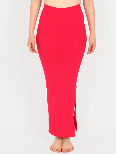 Beau Design Women Pink Solid Saree Shapewear