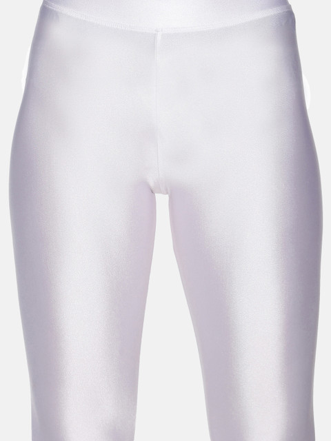 TWIN BIRDS Women White Solid Ankle-Length Shimmer Leggings - Image 5