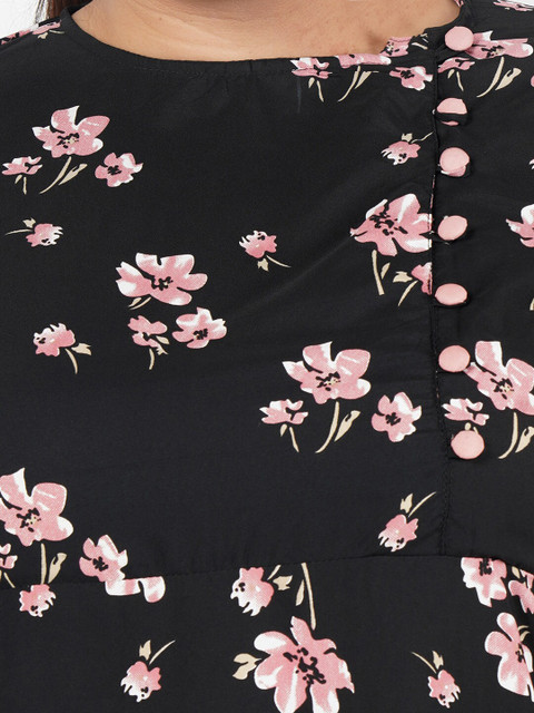 Indietoga Women Black Printed Plus Size Maxi Dress - Image 2