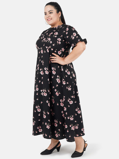 Indietoga Women Black Printed Plus Size Maxi Dress - Image 4