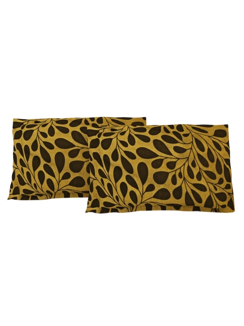 SWAYAM Green & Yellow Floral 120 TC Cotton 1 King Bedsheet with 2 Pillow Covers - Image 4