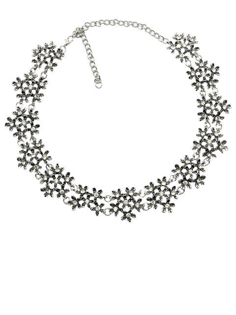 JOKER & WITCH Silver-Plated & Black Rhinestone Choker Necklace - Image 2