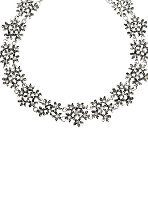 JOKER & WITCH Silver-Plated & Black Rhinestone Choker Necklace - Image 3