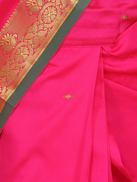 Aarika Pink & Gold-Toned Woven Design Ready To Wear Kanjeevaram Saree - Image 5