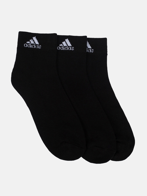 ADIDAS Men Pack of 3 Black Solid Ankle Length Socks