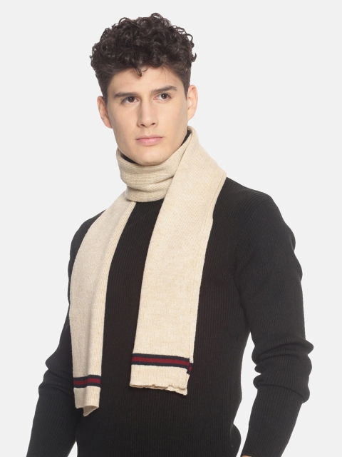 513 Men Beige Solid Knitted Muffler - Image 3