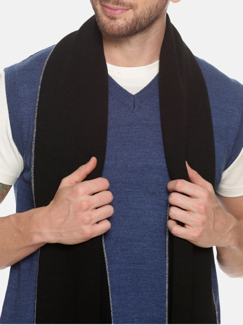 513 Men Black & Beige Self-Design Knitted Muffler - Image 2
