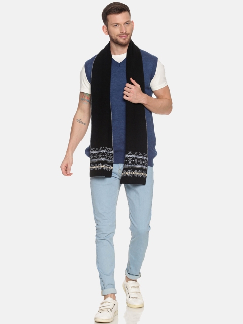 513 Men Black & Beige Self-Design Knitted Muffler - Image 5