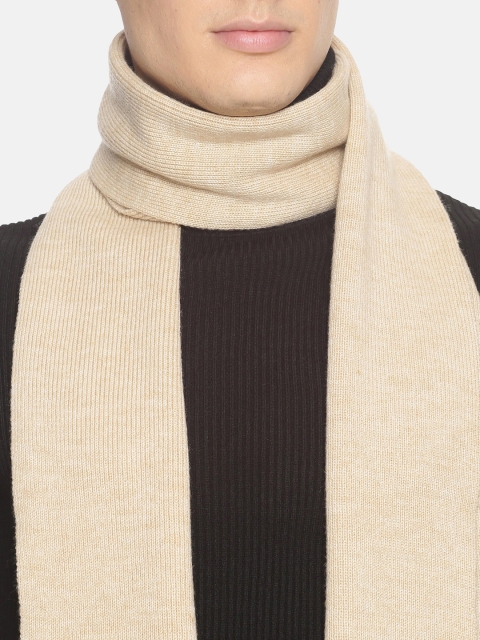 513 Men Beige Solid Knitted Muffler - Image 2
