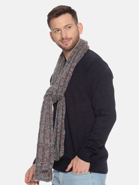 513 Men Grey & Red Self-Design Knitted Muffler - Image 3