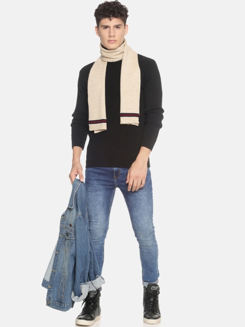 513 Men Beige Solid Knitted Muffler - Image 4
