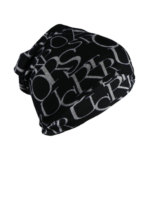 iSWEVEN Unisex Black & White Printed Beanie