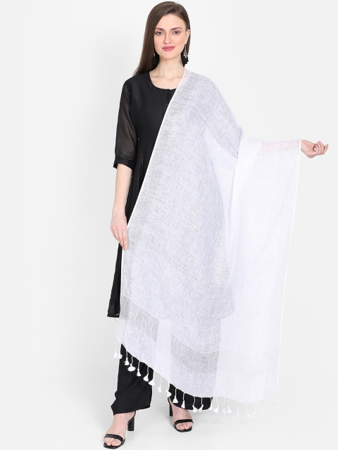 THE WEAVE TRAVELLER White Solid Dupatta