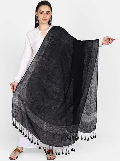 THE WEAVE TRAVELLER Women Black Solid Dupatta