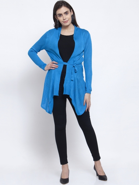 KLOTTHE Women Blue Solid Tie-Up Shrug - Image 5