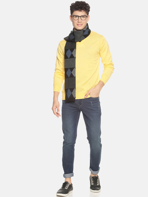 513 Men Black & Grey Self Design Muffler - Image 4