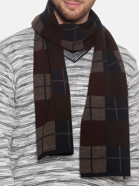 513 Navy Blue & Charcoal Grey Checked Muffler - Image 2
