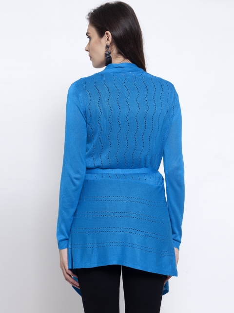 KLOTTHE Women Blue Solid Tie-Up Shrug - Image 4