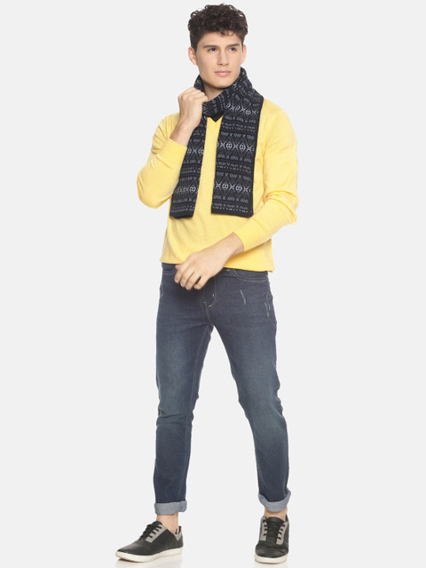 513 Men Navy Blue & Grey Self-Design Muffler - Image 4