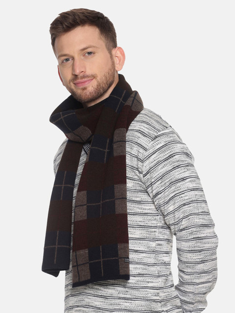 513 Navy Blue & Charcoal Grey Checked Muffler - Image 3