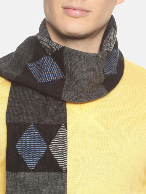 513 Men Black & Grey Self Design Muffler - Image 2