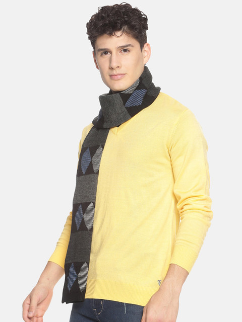 513 Men Black & Grey Self Design Muffler - Image 3