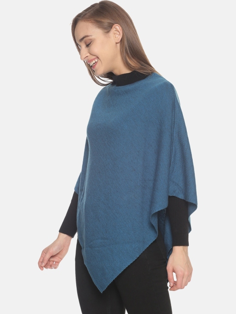 513 Women Blue & Black Solid Waterfall Shrug - Image 3