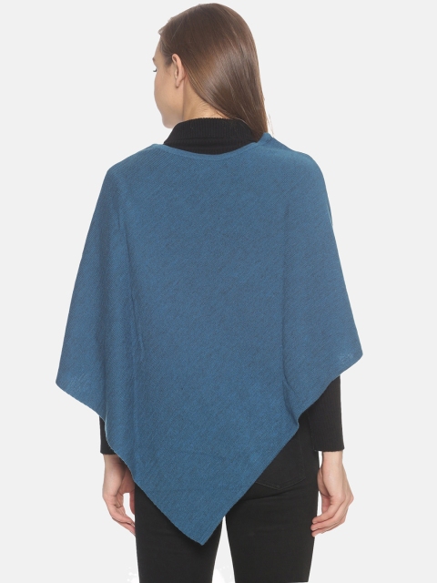 513 Women Blue & Black Solid Waterfall Shrug - Image 4