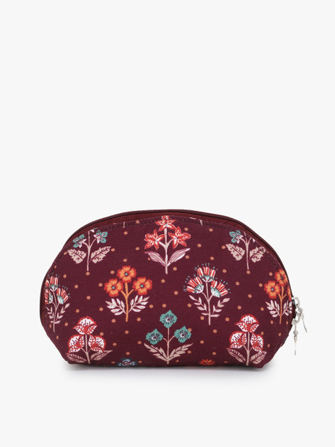 Anekaant Women Maroon & Green Floral Printed Travel Pouch