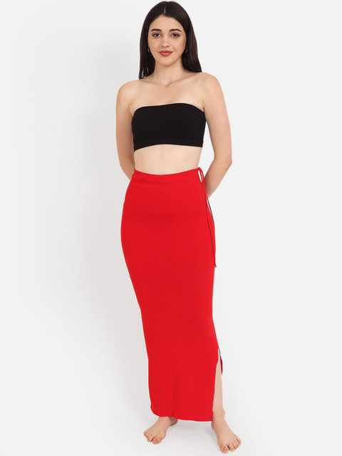 Beau Design Women Red Solid Knitted Saree Shapewear - Image 5