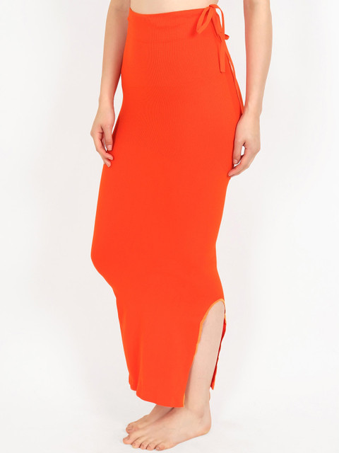 Beau Design Women Orange Solid Saree Shapewear - Image 3