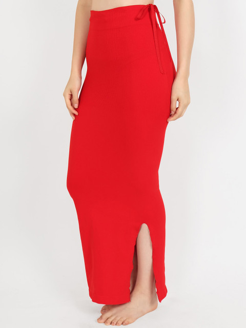 Beau Design Women Red Solid Knitted Saree Shapewear - Image 3
