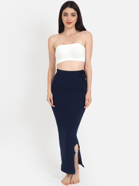 Beau Design Women Navy Blue Solid Saree Shapewear - Image 5