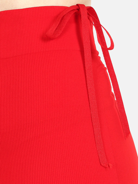 Beau Design Women Red Solid Knitted Saree Shapewear - Image 6