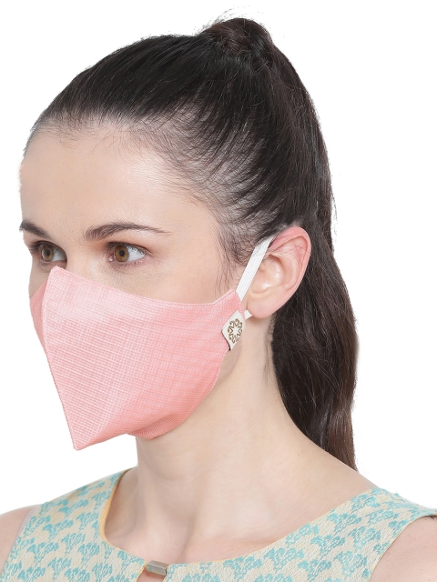 VASTRAMAY Unisex Pack Of 3 Solid 3-Ply Reusable Cloth Masks - Image 6