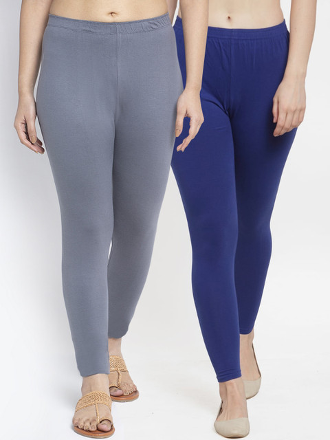 GRACIT Women Pack of 2 Solid Ankle-Length Leggings