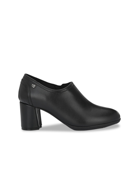 Delize Women Black Solid Formal Block Heeled Pumps - Image 3