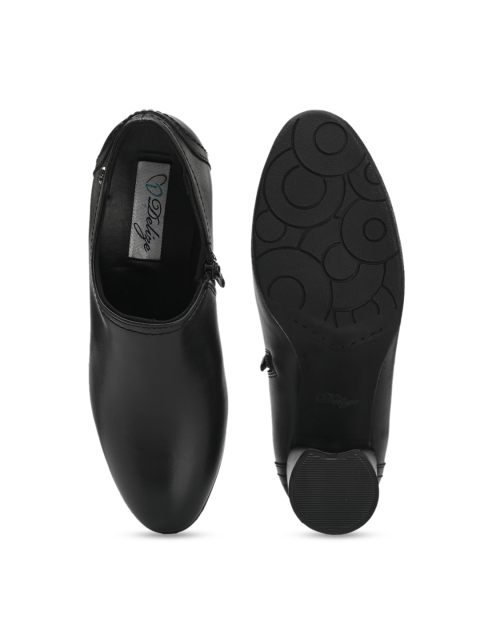 Delize Women Black Solid Formal Block Heeled Pumps - Image 4