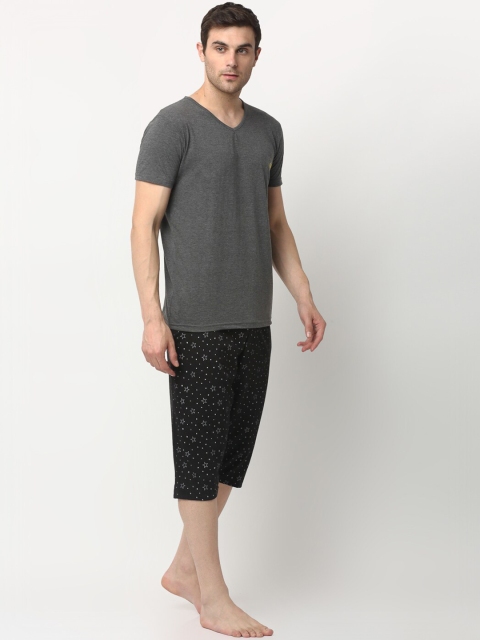 MACK JONNEY Men Grey & Black Solid Night suit - Image 4
