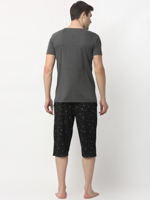MACK JONNEY Men Grey & Black Solid Night suit - Image 5