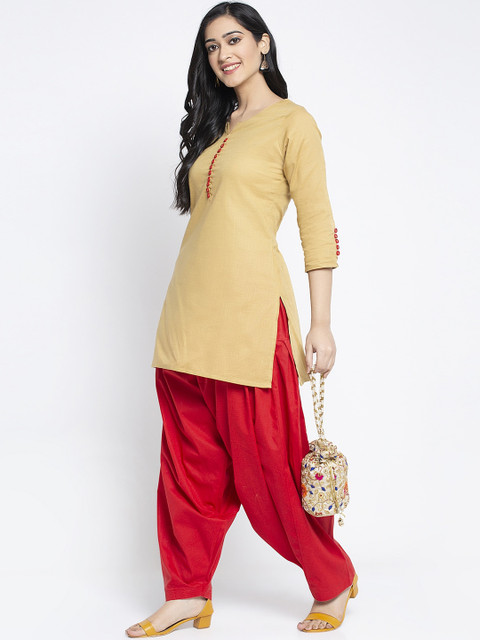 GRACIT Women Red & Blue Pack Of 2 Solid Cotton Salwars - Image 5