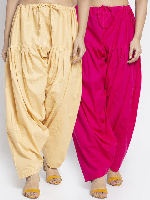 GRACIT Women Pack Of 2 Pink & Beige Solid Salwars