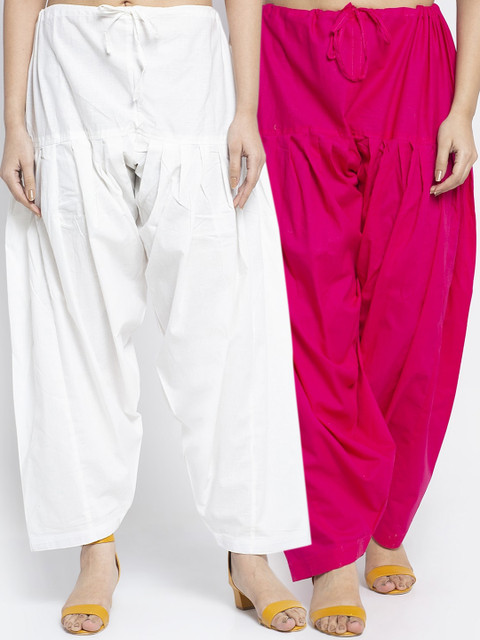 GRACIT Women Pack Of 2 White & Pink Solid Salwars